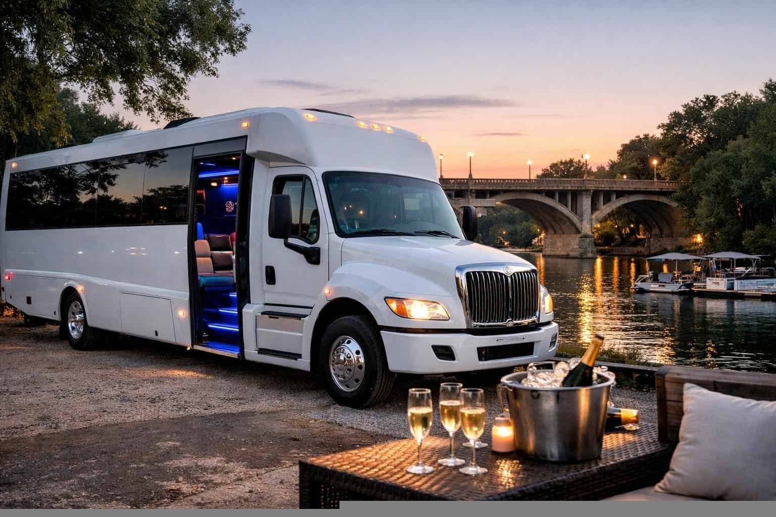 Best White Party Bus Rental in New Braunfels Texas