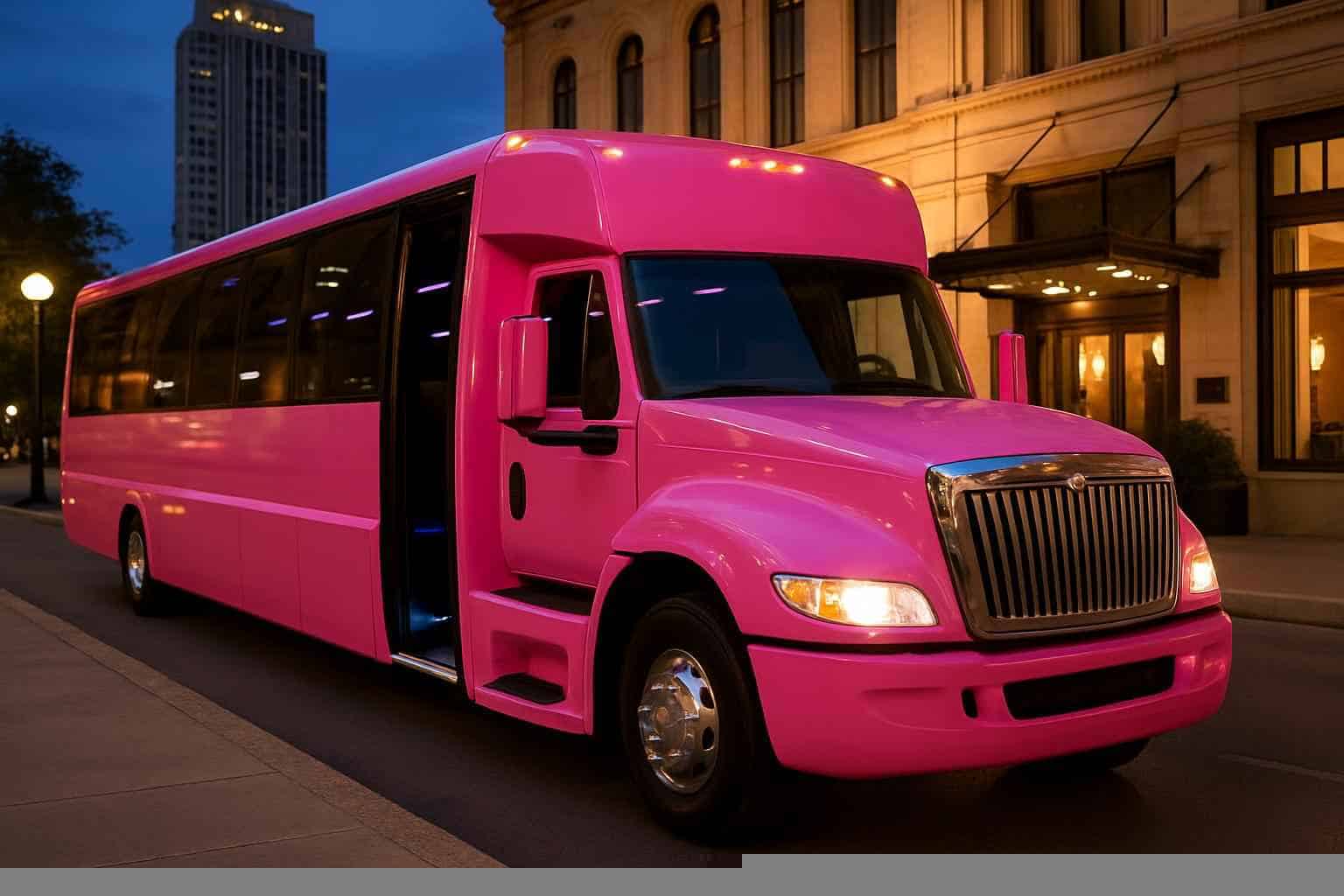 Luxury Pink Party Bus Rental in San Antonio Texas