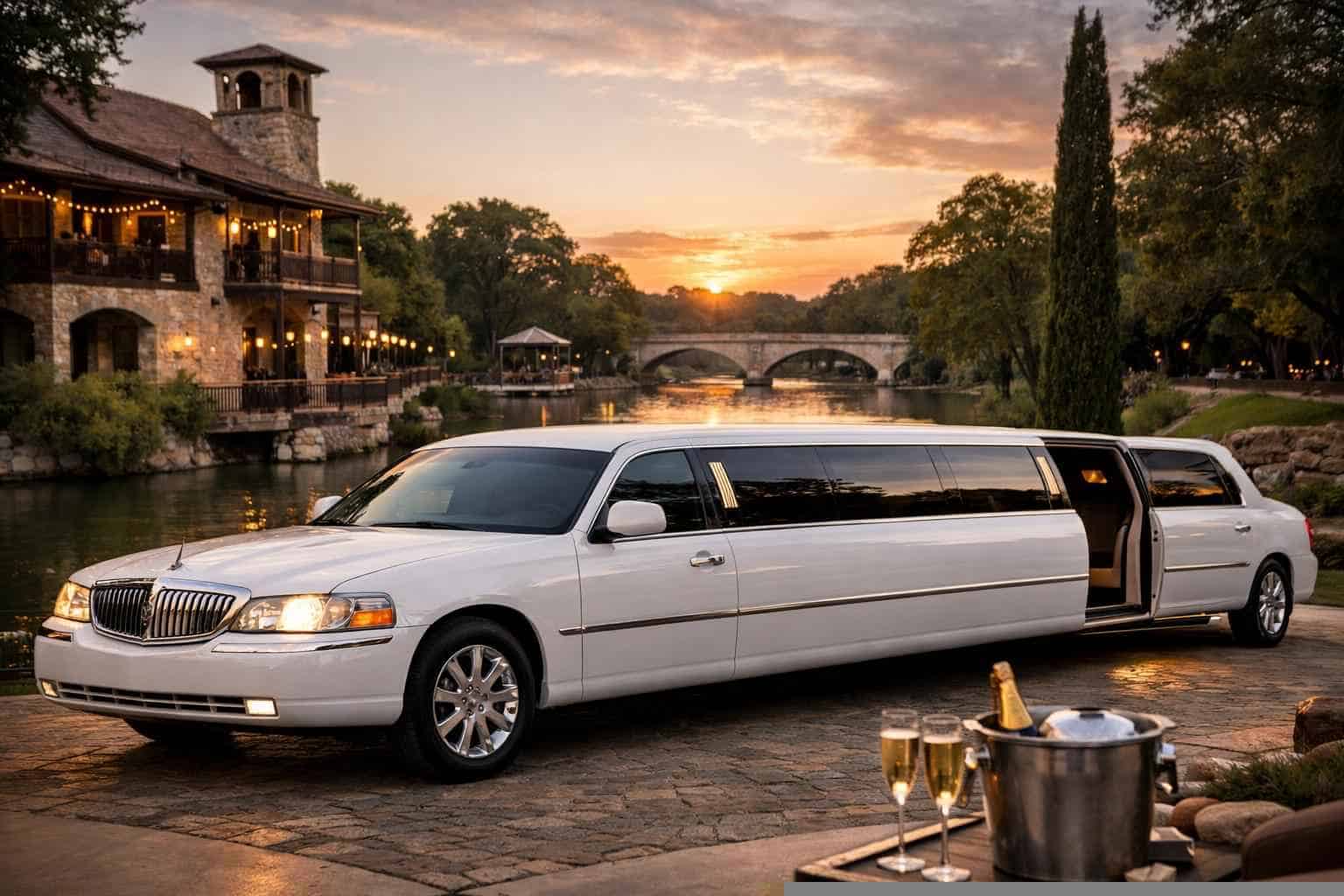 Luxury White Limo Rental in New Braunfels Texas