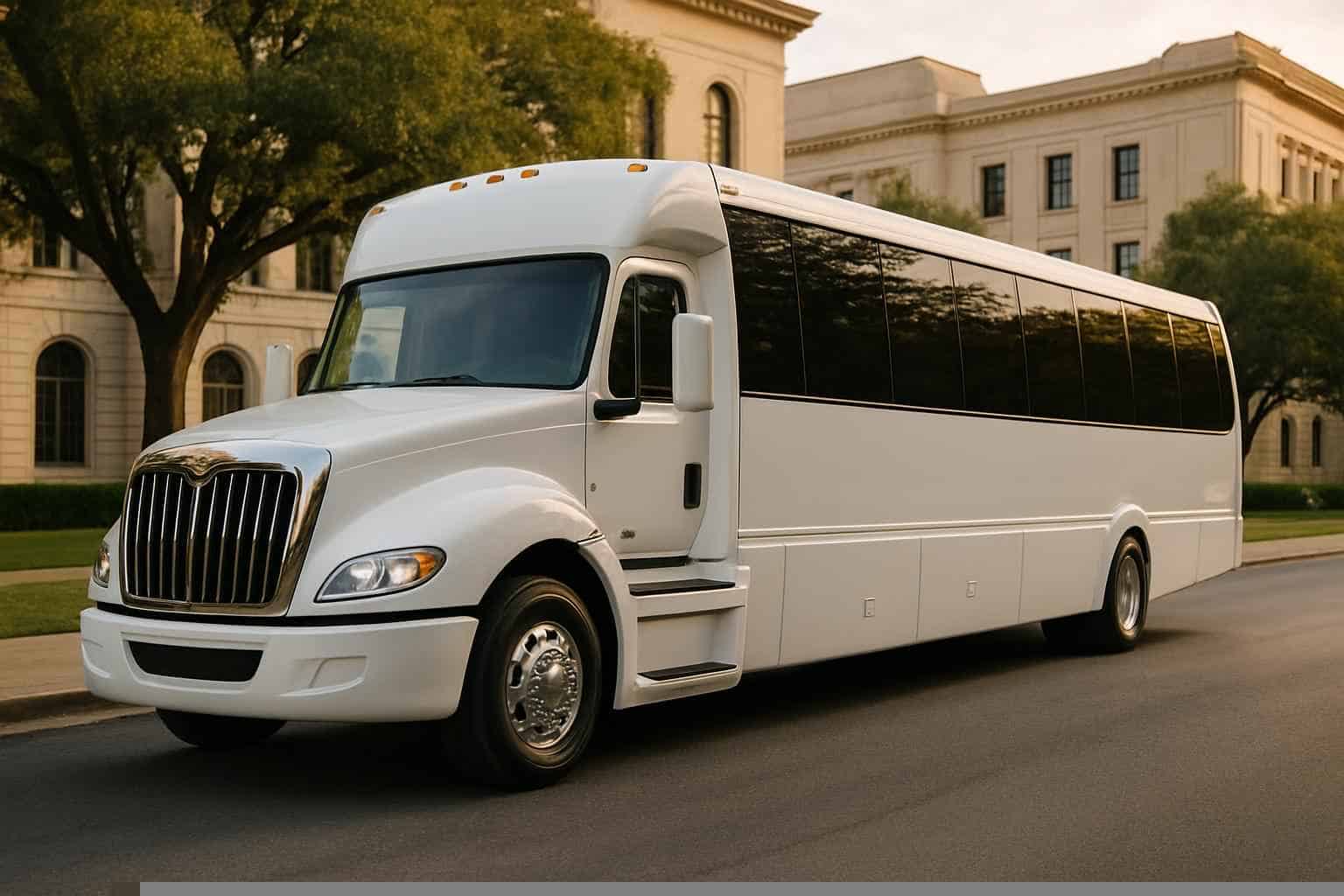 Luxury White Party Bus Rental in San Antonio Texas