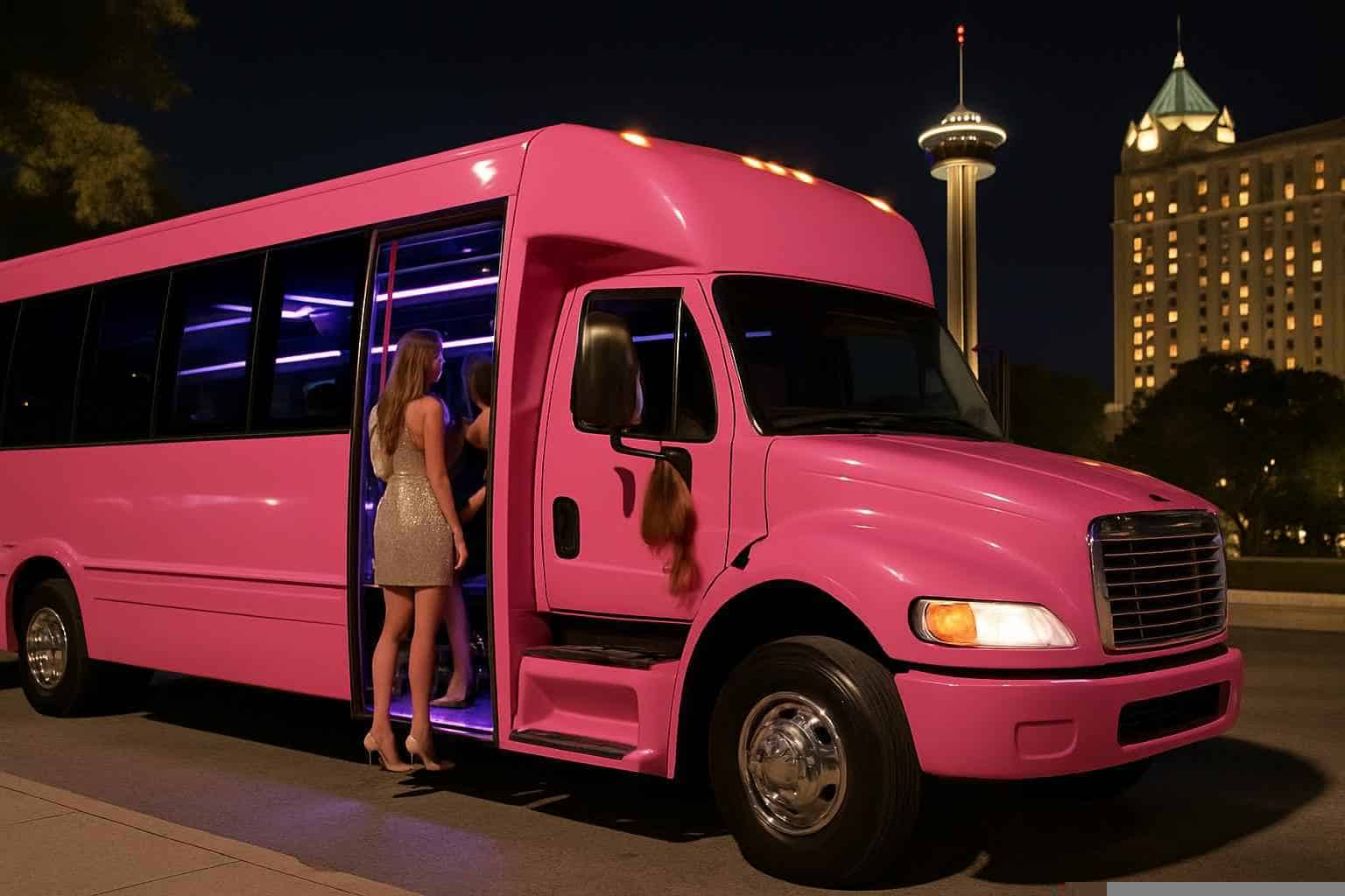 San Antonio Texas Pink Party Bus Rental