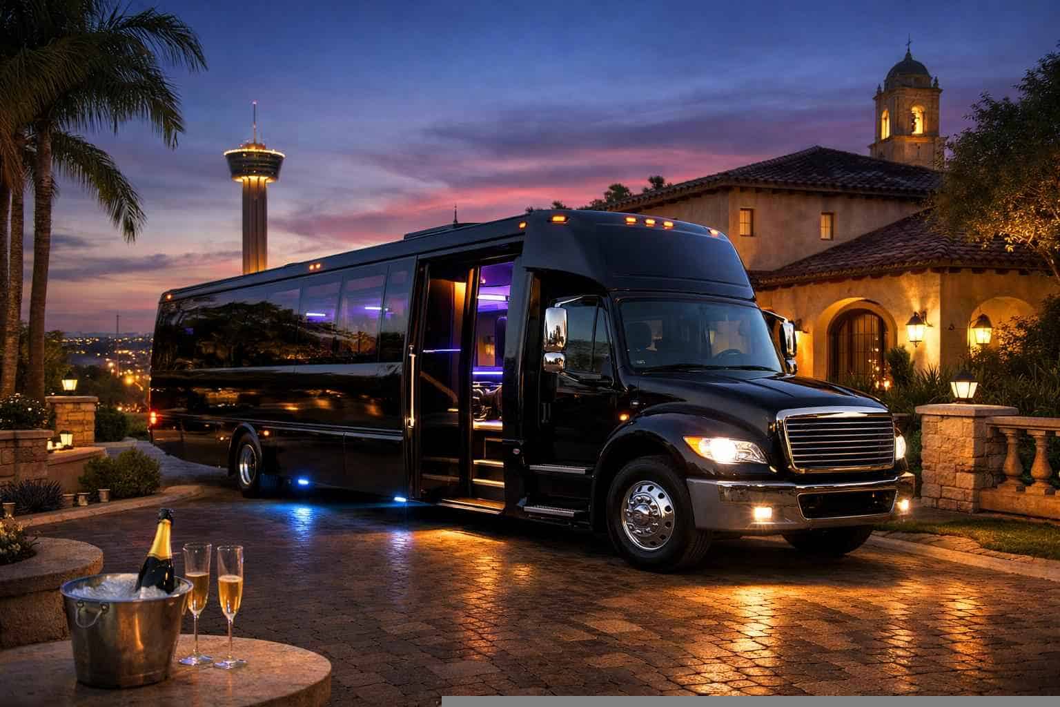 Alamo Heights Texas Black Party Bus Rental