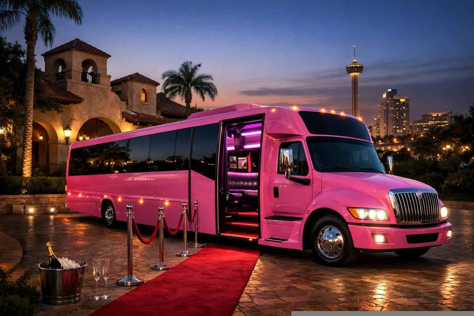 Alamo Heights Texas Pink Party Bus Rental