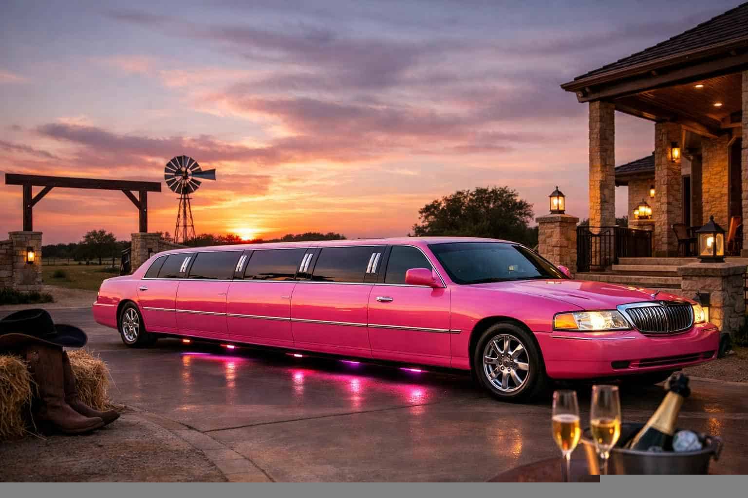Best Pink Limo Rental in Pleasanton Texas