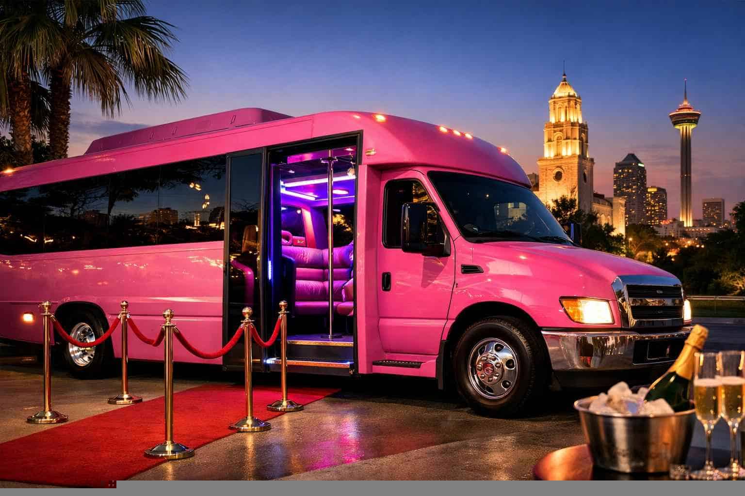 Best Pink Party Bus Rental in Alamo Heights Texas