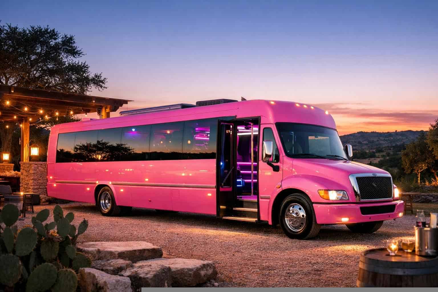 Best Pink Party Bus Rental in Helotes Texas