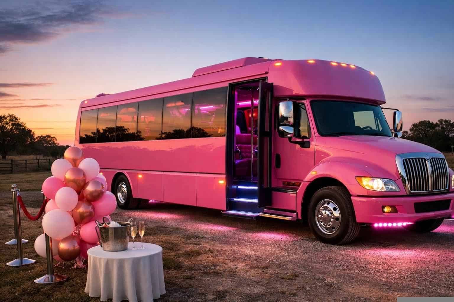 Best Pink Party Bus Rental in La Vernia Texas