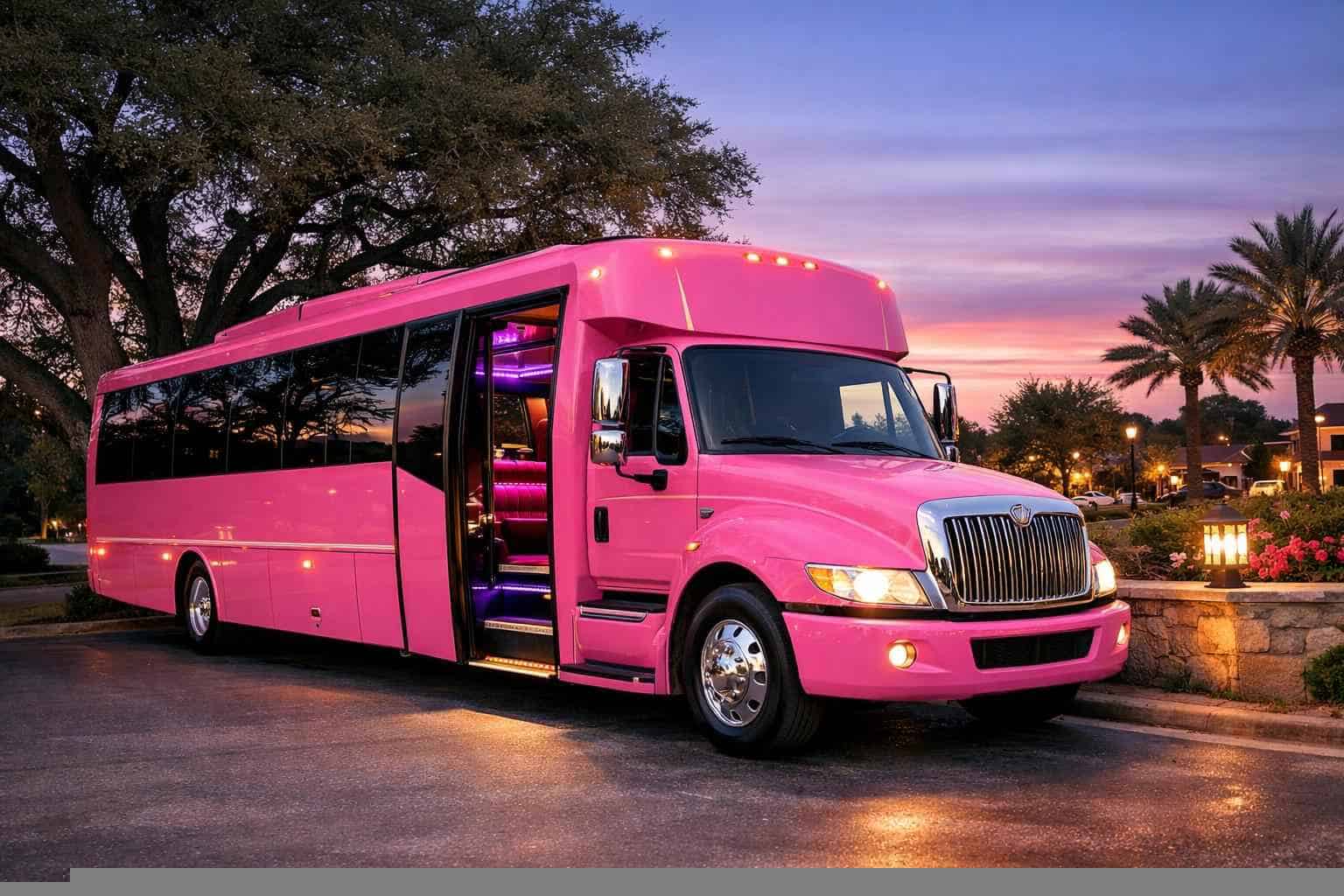 Best Pink Party Bus Rental in Live Oak Texas