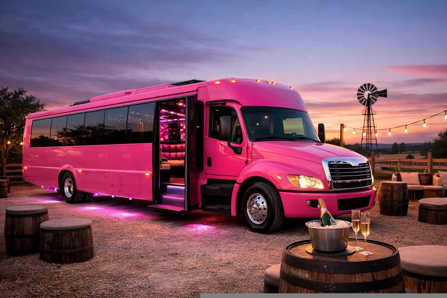 Best Pink Party Bus Rental in Pleasanton Texas