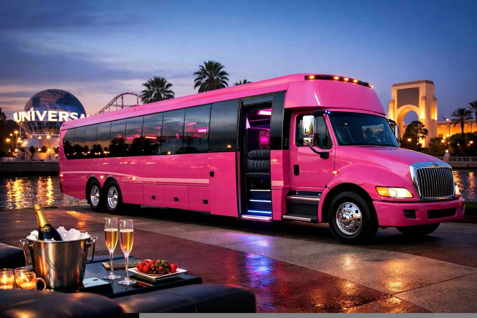 Best Pink Party Bus Rental in Universal City Texas