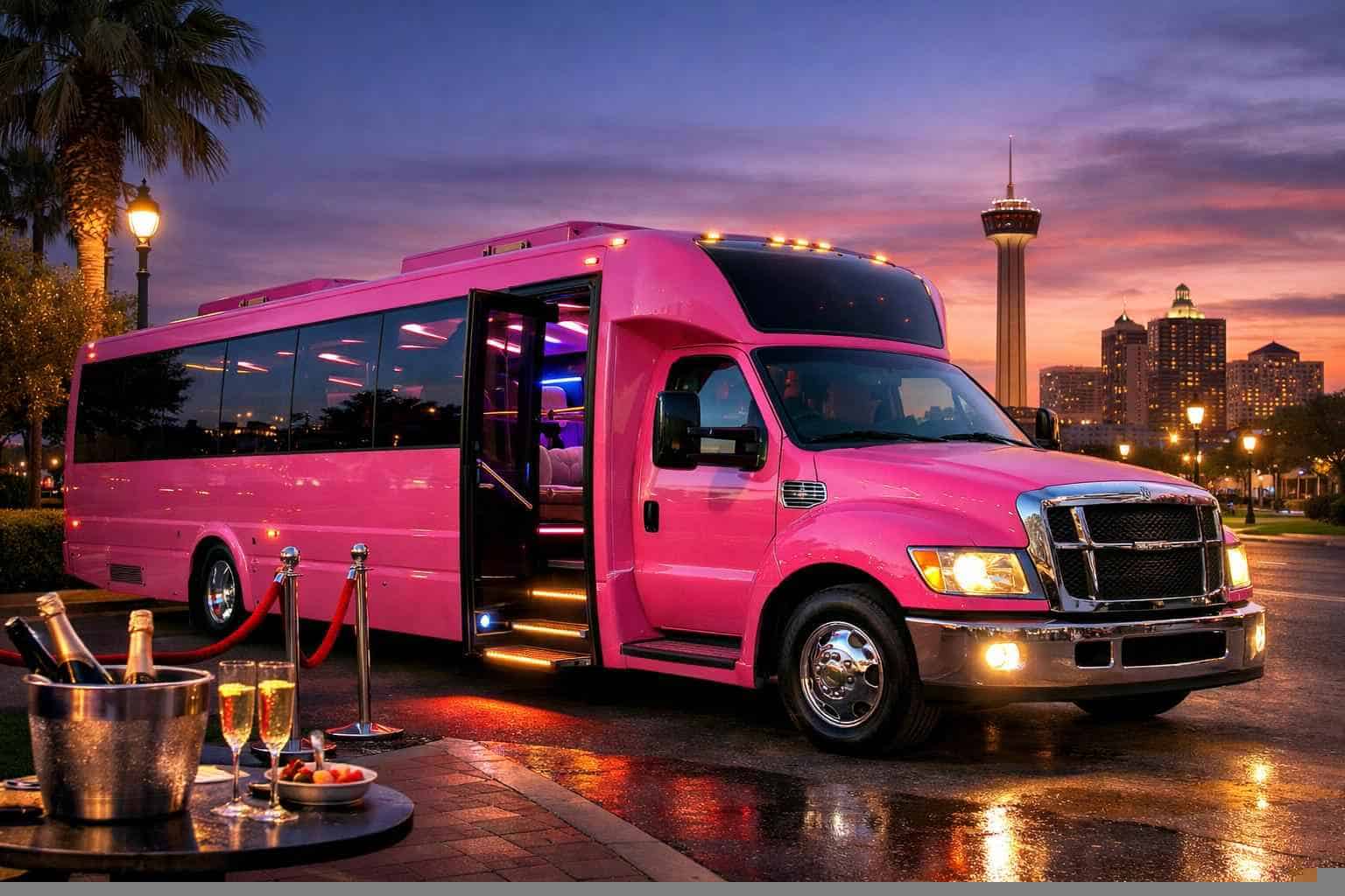 Best Pink Party Bus Rental in Windcrest Texas
