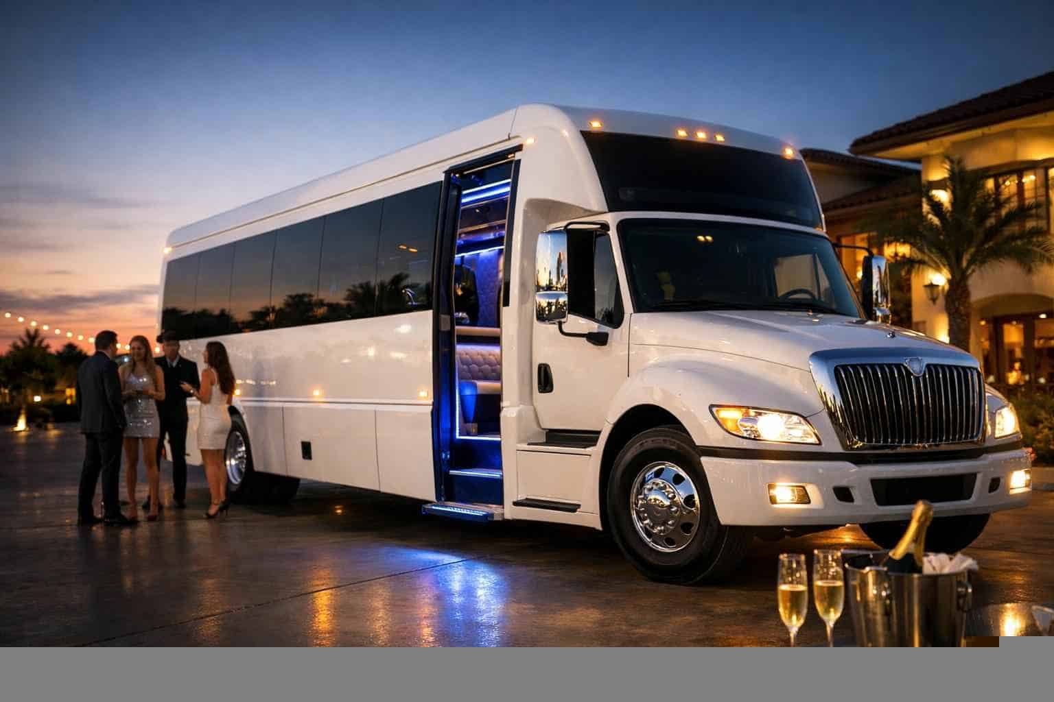 Best White Party Bus Rental in Cibolo Texas