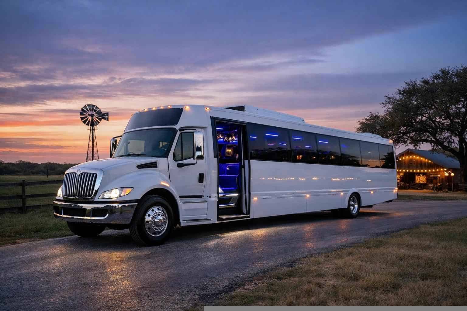 Best White Party Bus Rental in Floresville Texas