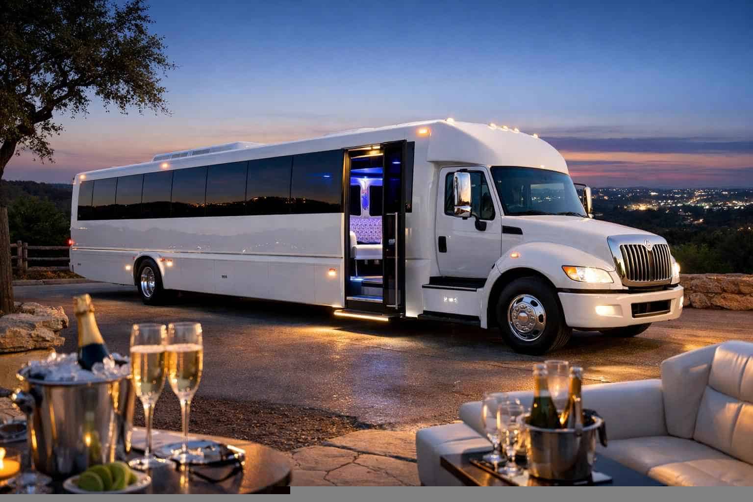 Best White Party Bus Rental in Helotes Texas