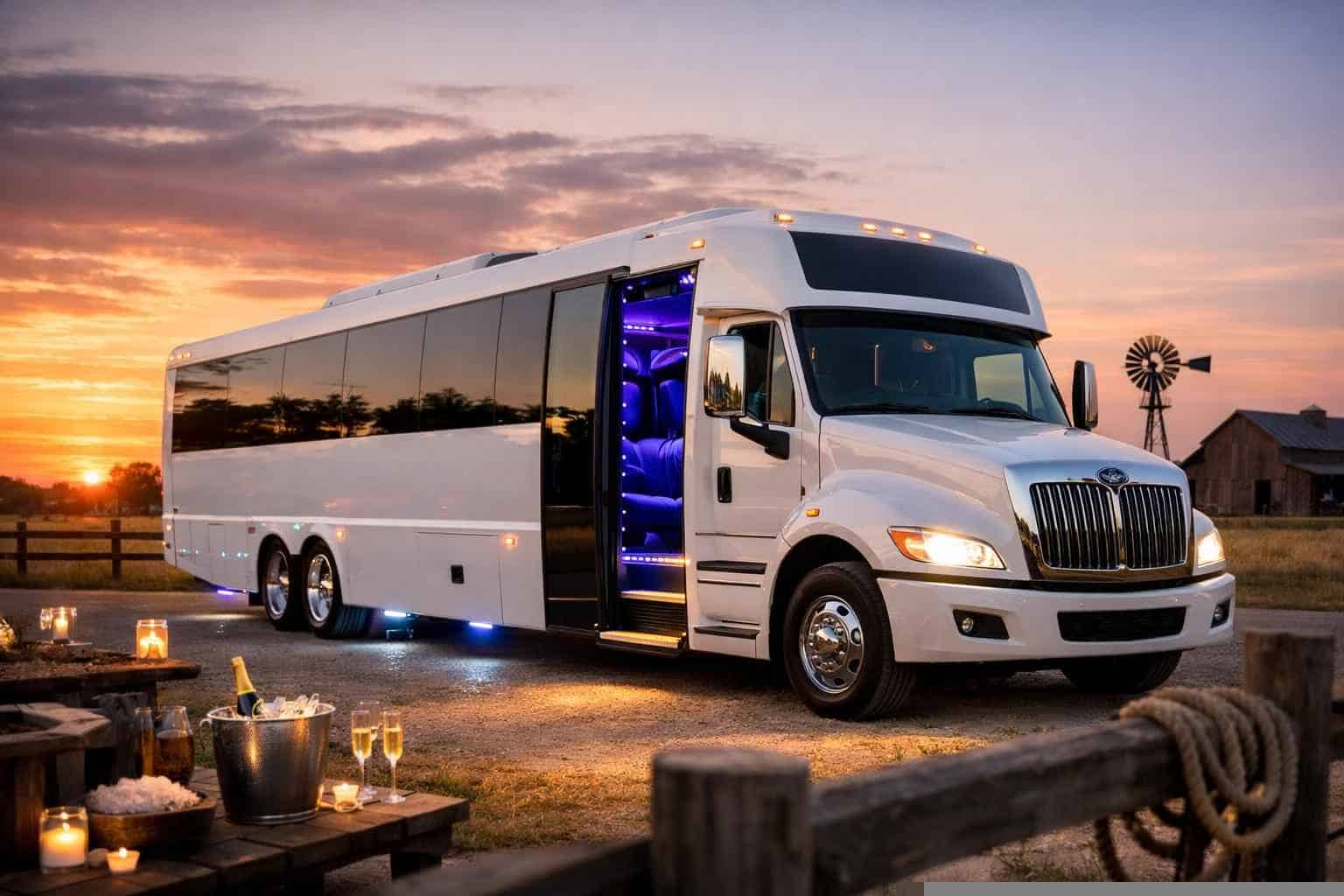 Best White Party Bus Rental in La Vernia Texas