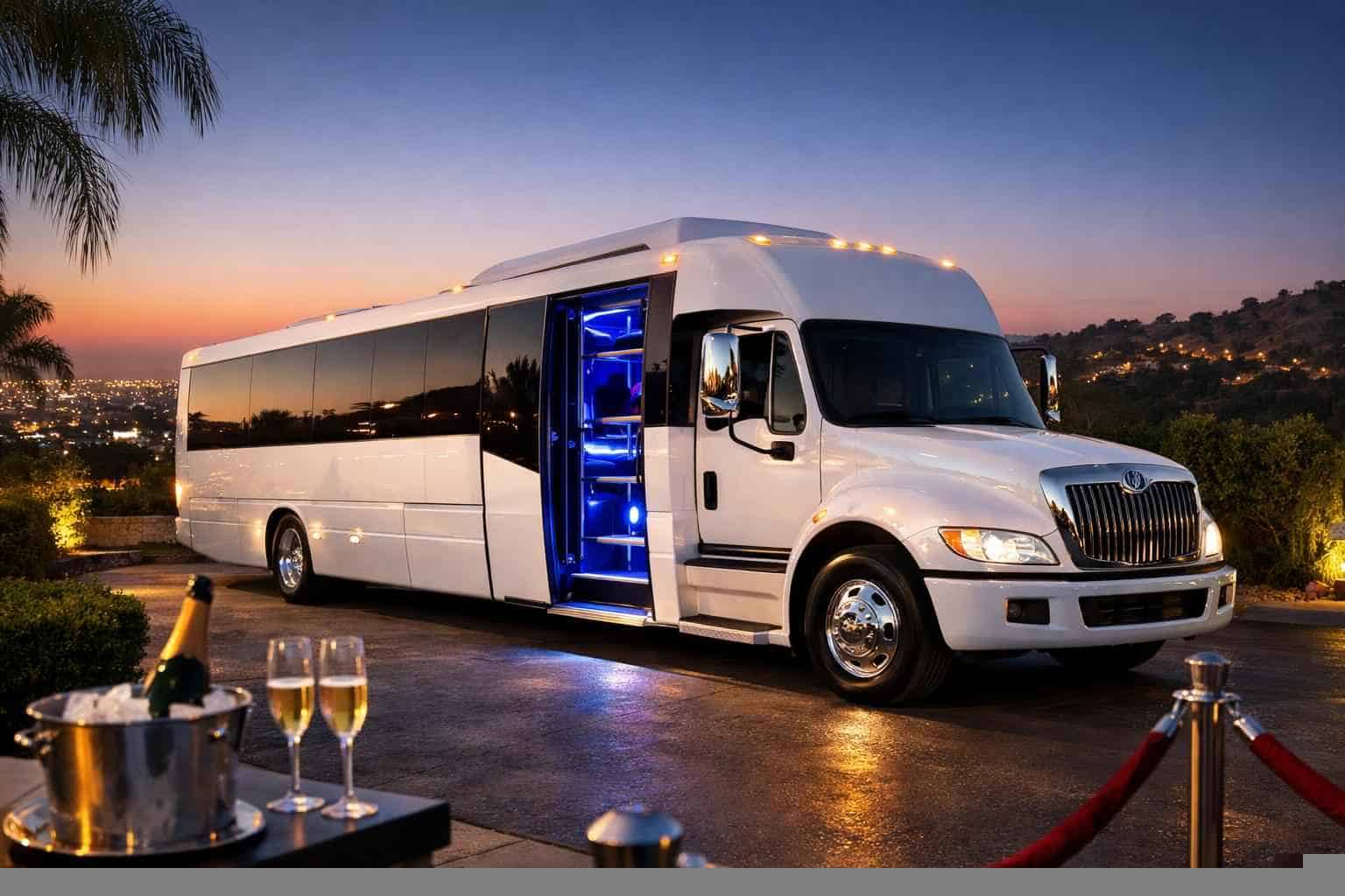 Best White Party Bus Rental in Leon Valley Texas