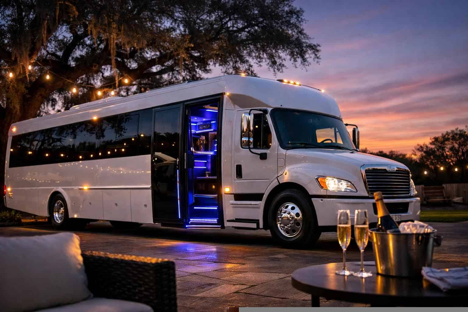 Best White Party Bus Rental in Live Oak Texas