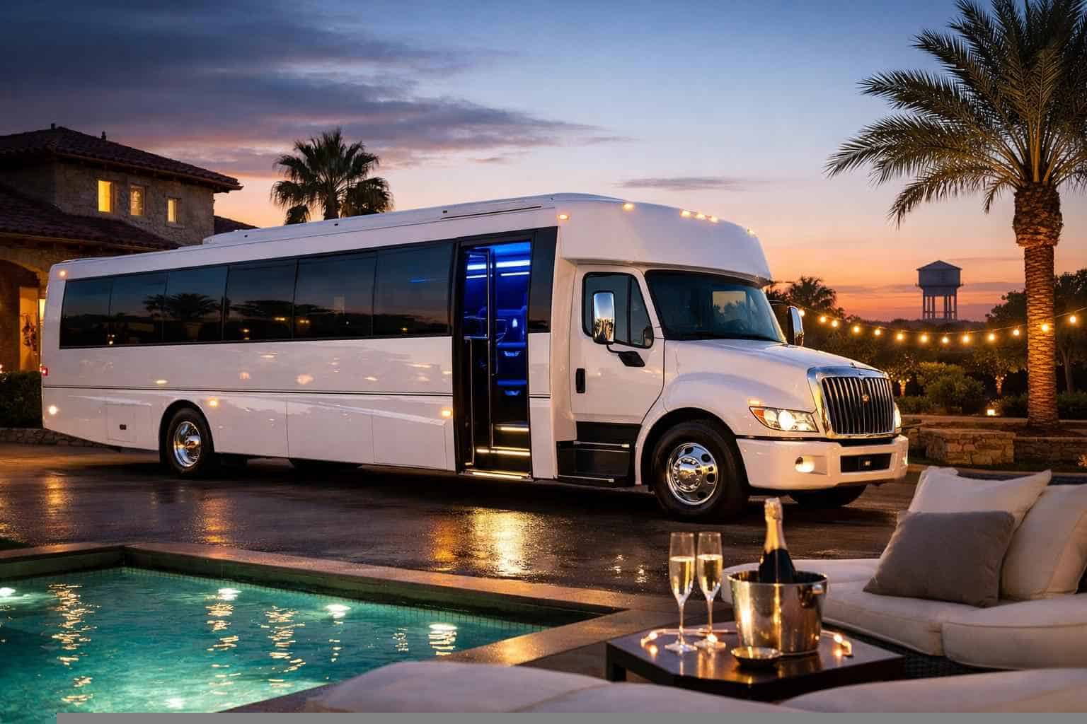 Best White Party Bus Rental in Selma Texas