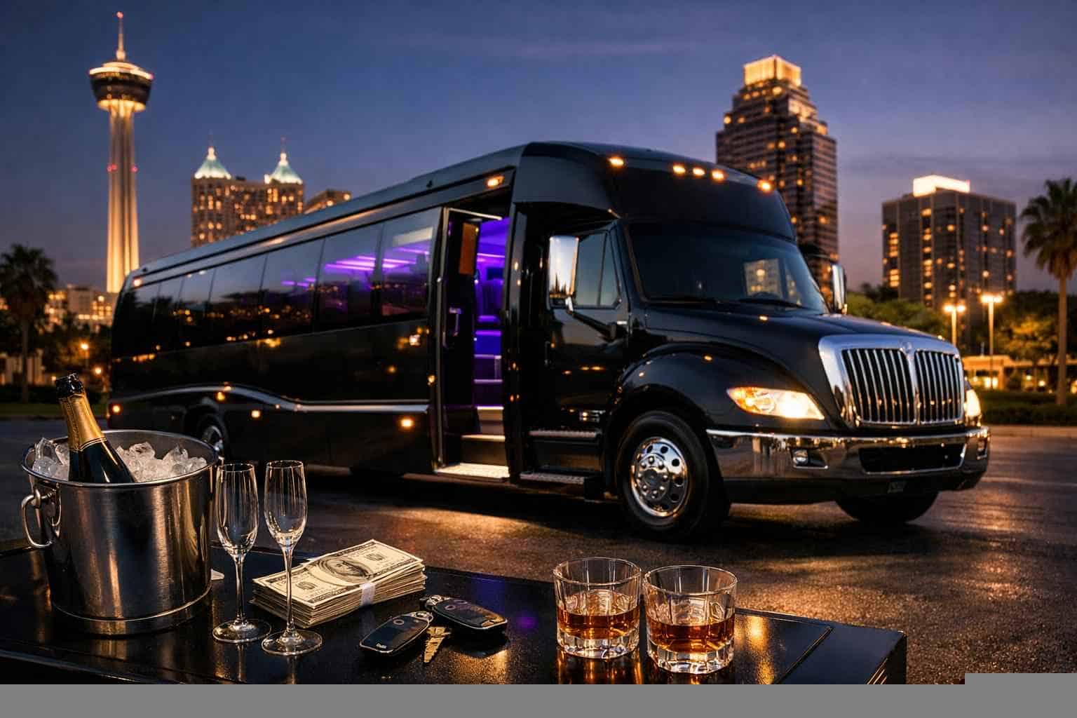 Black Party Bus Rental Prices in Leon Valley TX