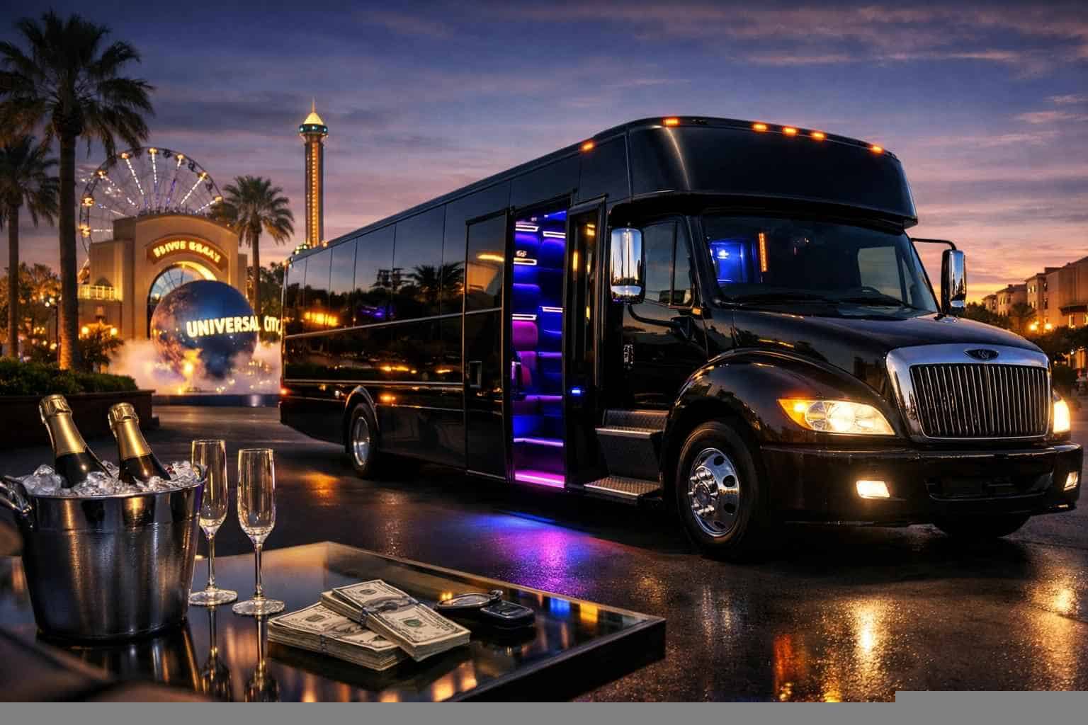 Black Party Bus Rental Prices in Universal City TX