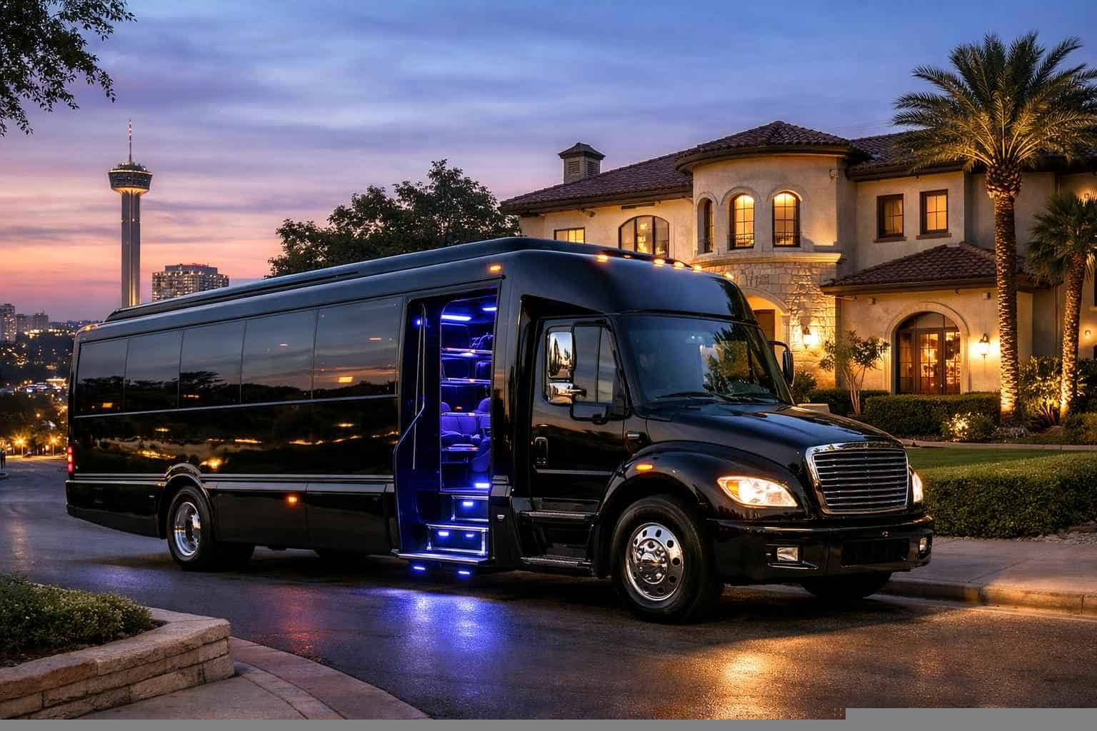 Black Party Bus Rental Services in Alamo Heights Texas