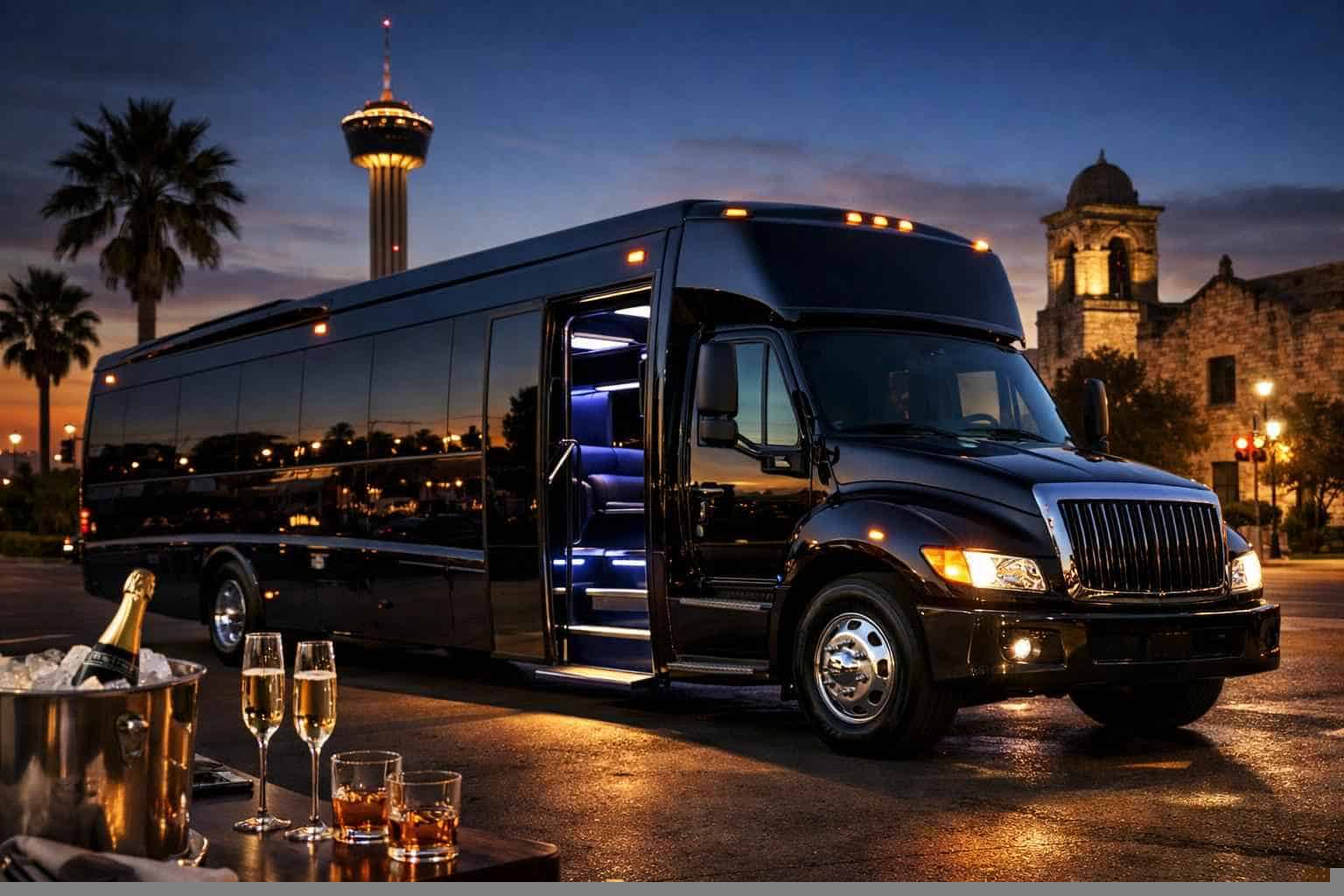 Black Party Bus Rental Services in Leon Valley Texas