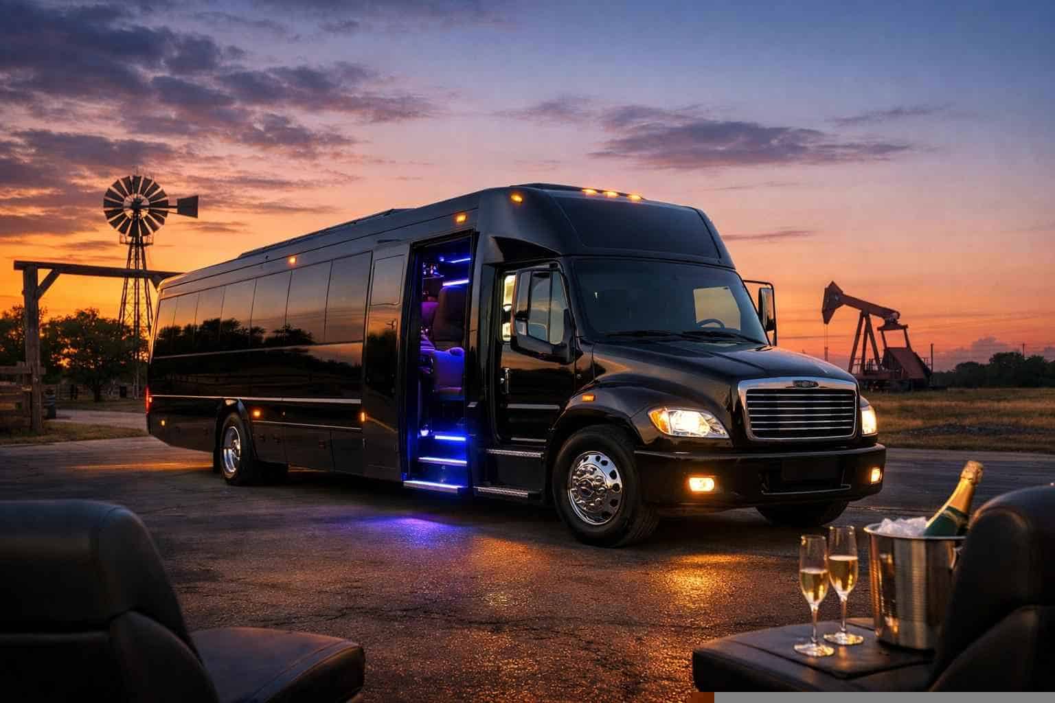 Black Party Bus Rental Services in Pleasanton Texas