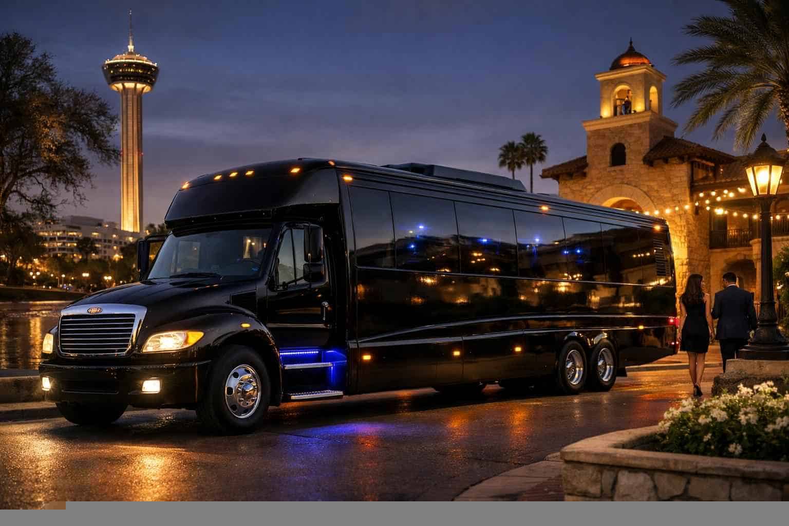 Black Party Buses in Alamo Heights Texas