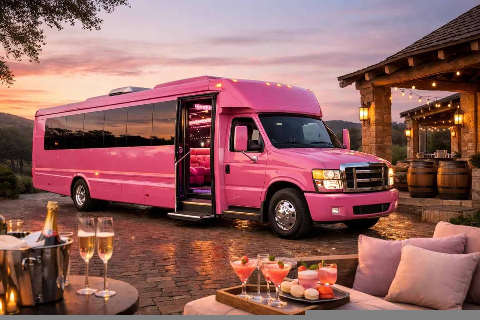 Boerne Texas Pink Party Bus Rental