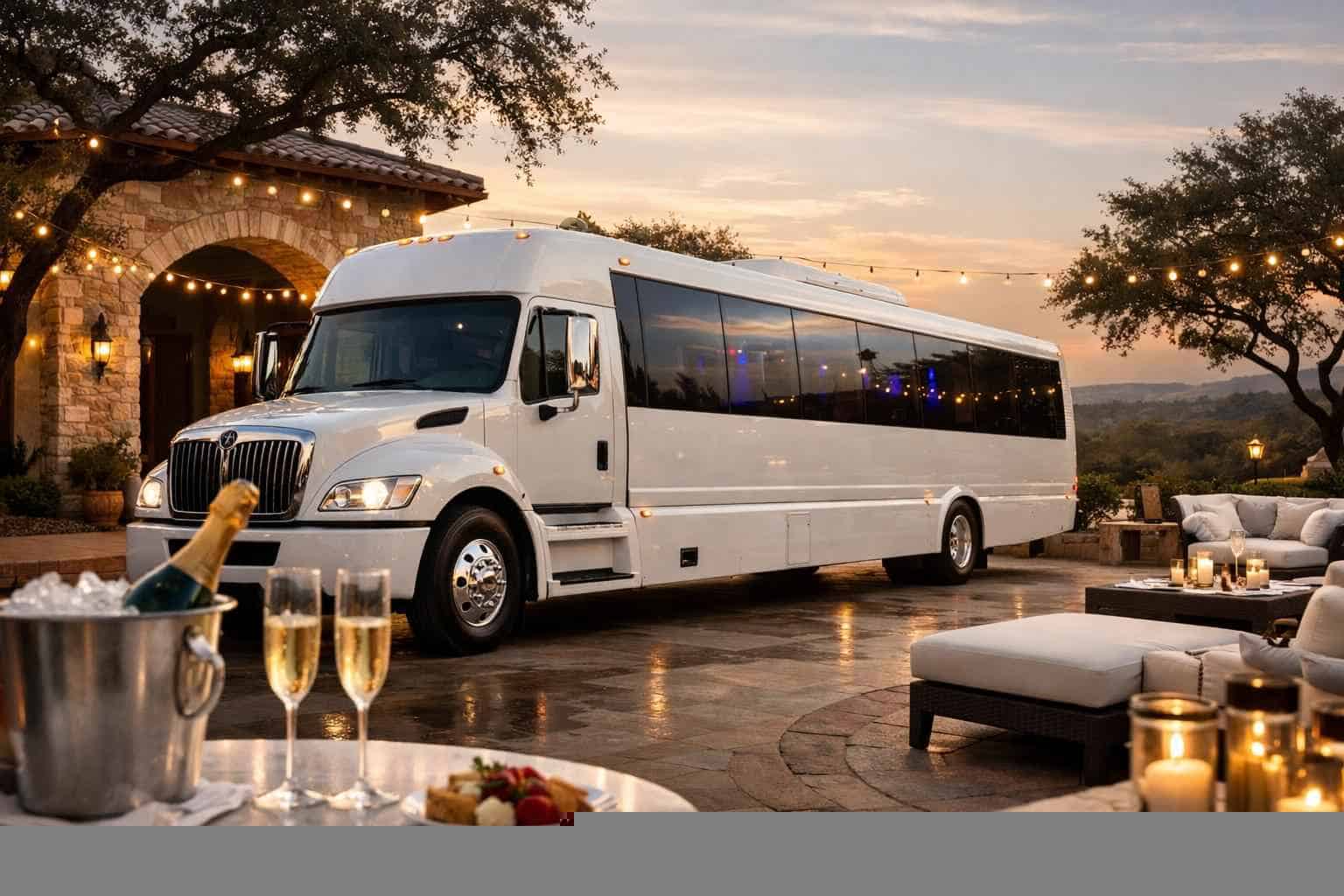 Boerne Texas White Party Bus Rental