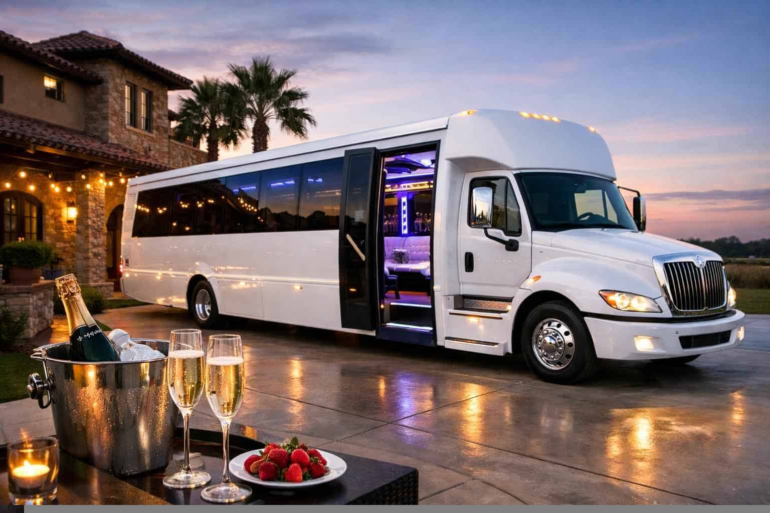 Converse Texas White Party Bus Rental