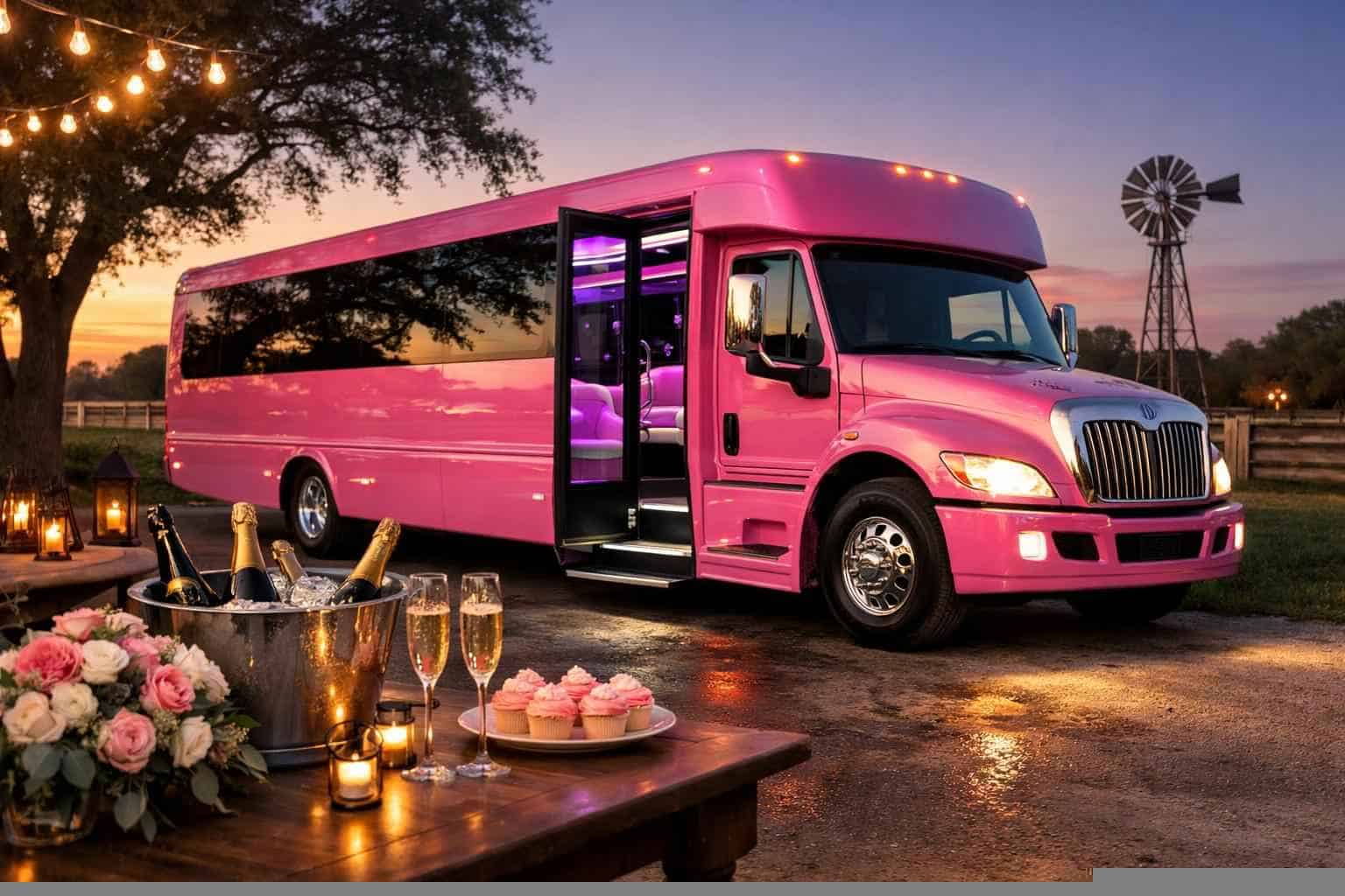 Floresville Texas Pink Party Bus Rental