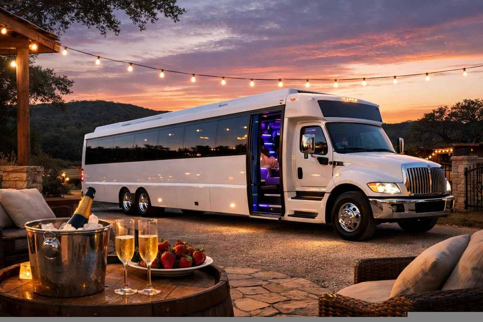 Helotes Texas White Party Bus Rental