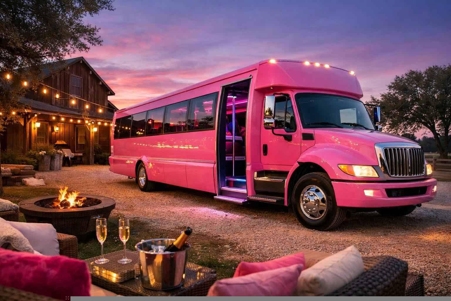 La Vernia Texas Pink Party Bus Rental