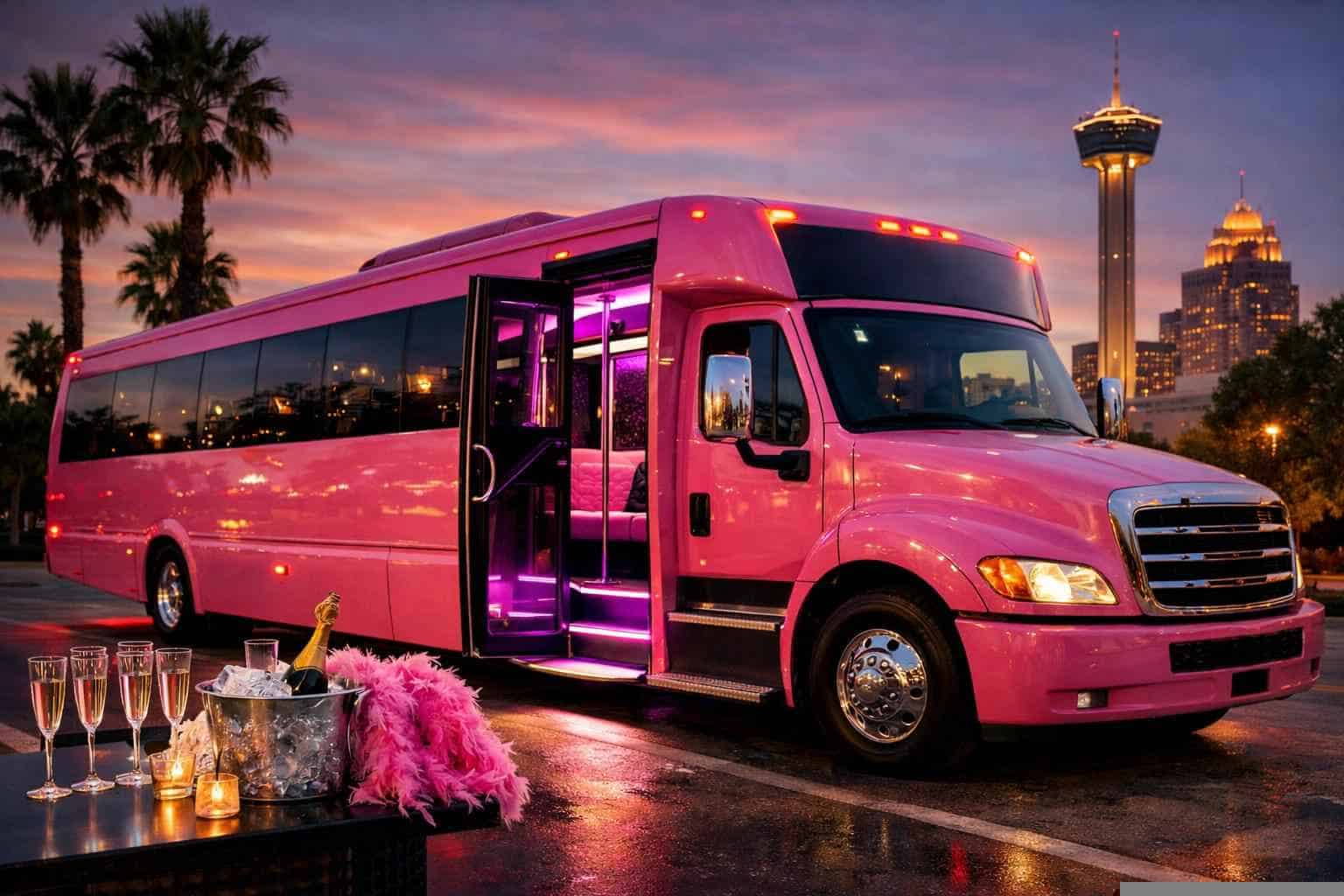 Leon Valley Texas Pink Party Bus Rental