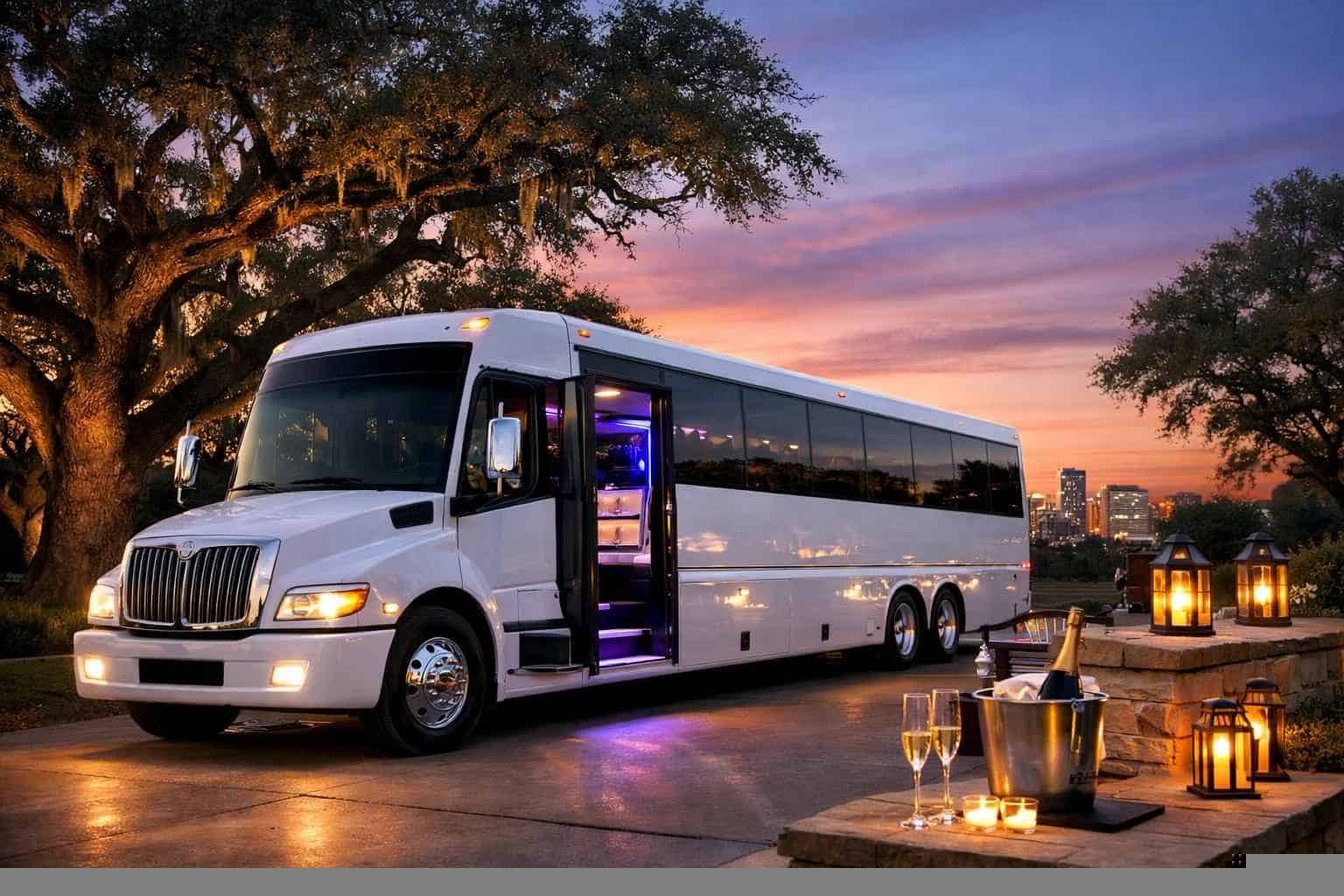 Live Oak Texas White Party Bus Rental