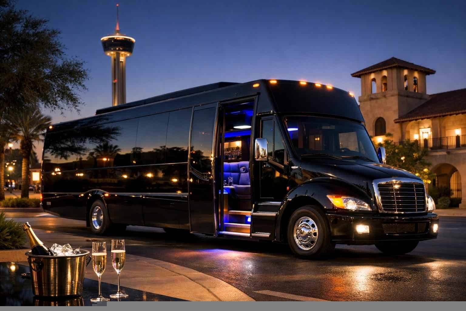 Luxury Black Party Bus Rental in Alamo Heights Texas