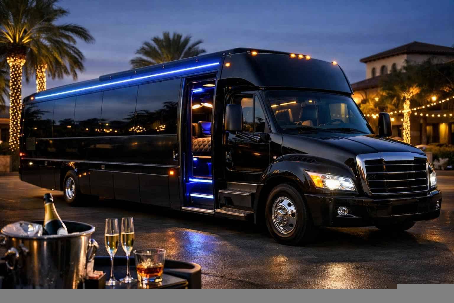 Luxury Black Party Bus Rental in Leon Valley Texas