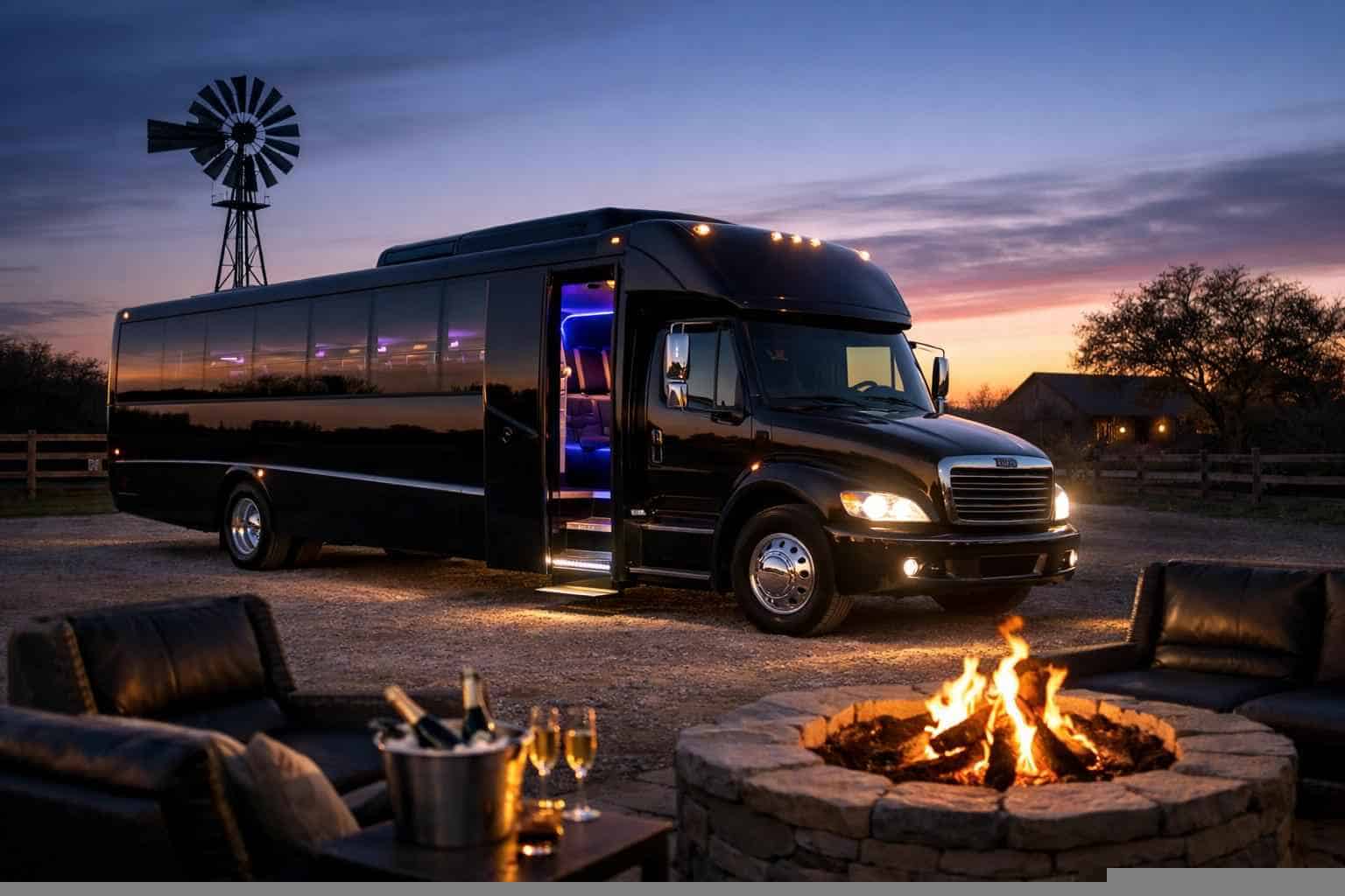 Luxury Black Party Bus Rental in Pleasanton Texas