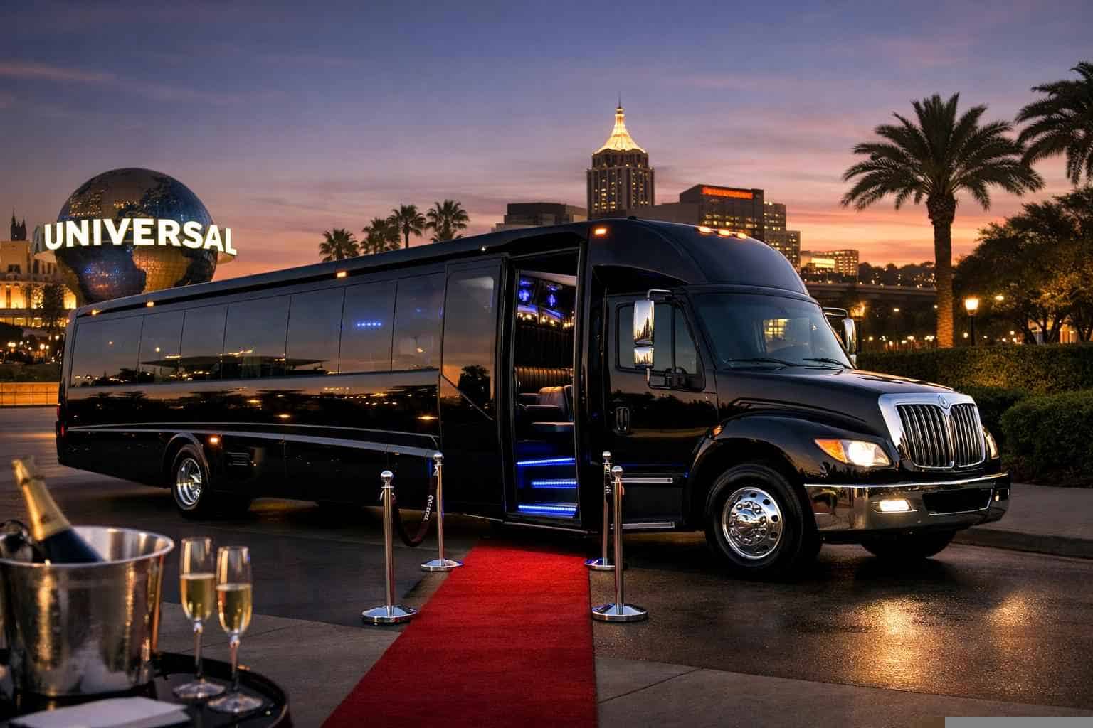 Luxury Black Party Bus Rental in Universal City Texas