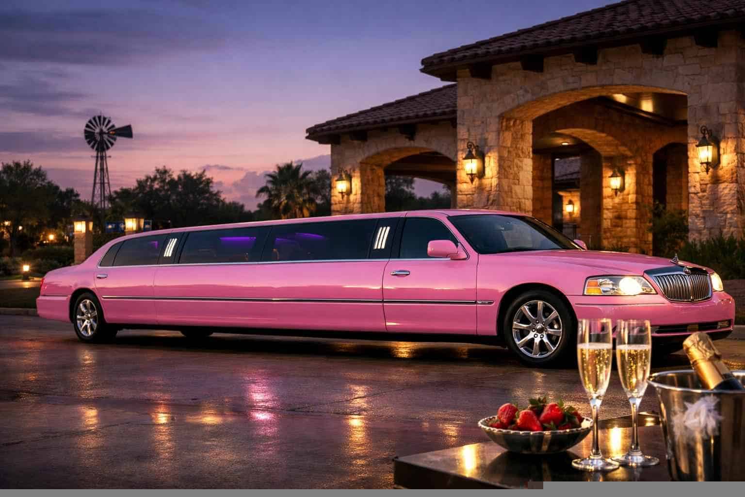 Luxury Pink Limo Rental in Cibolo Texas