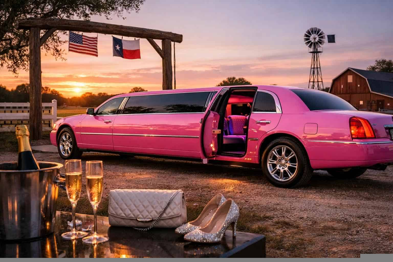 Luxury Pink Limo Rental in La Vernia Texas