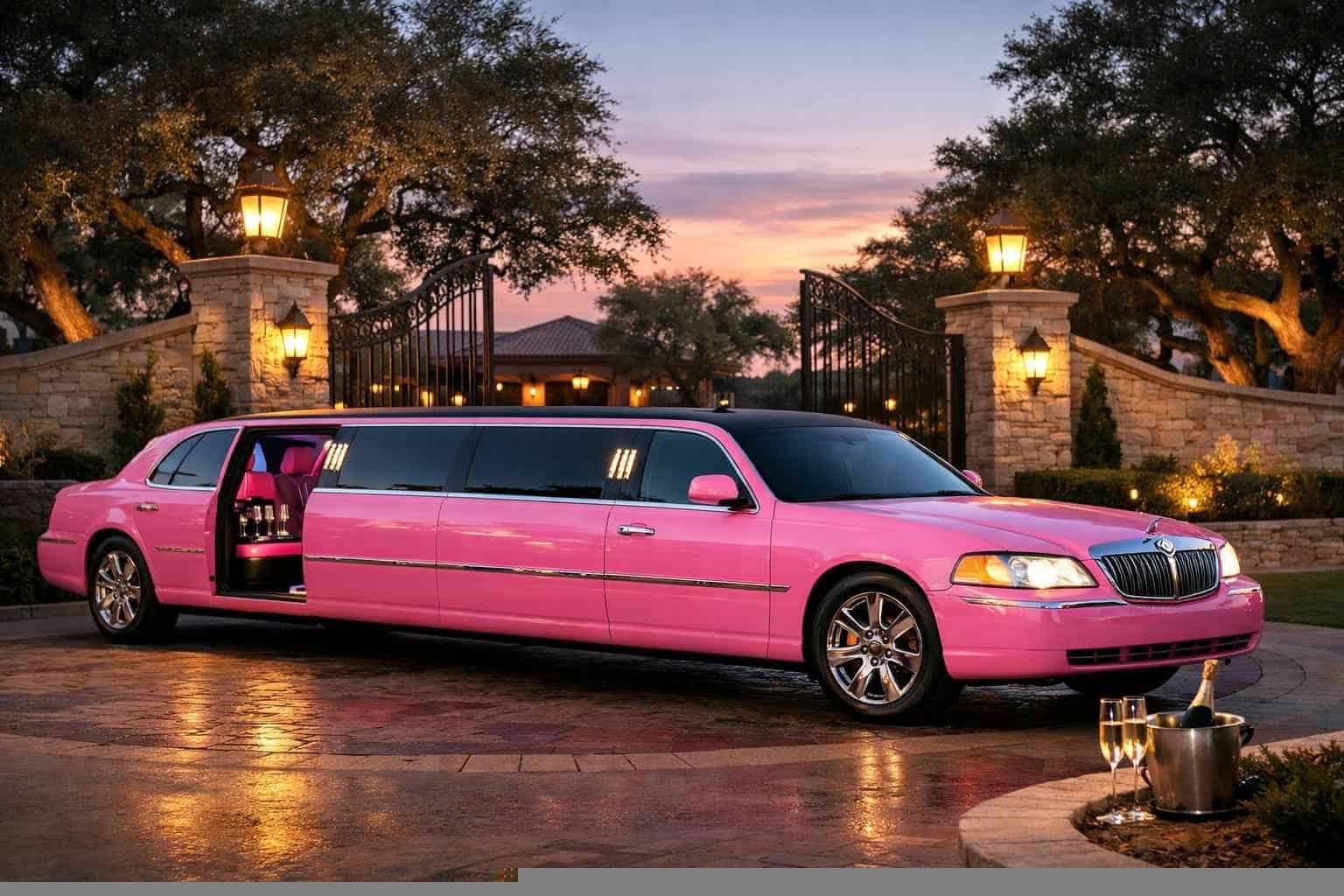 Luxury Pink Limo Rental in Live Oak Texas