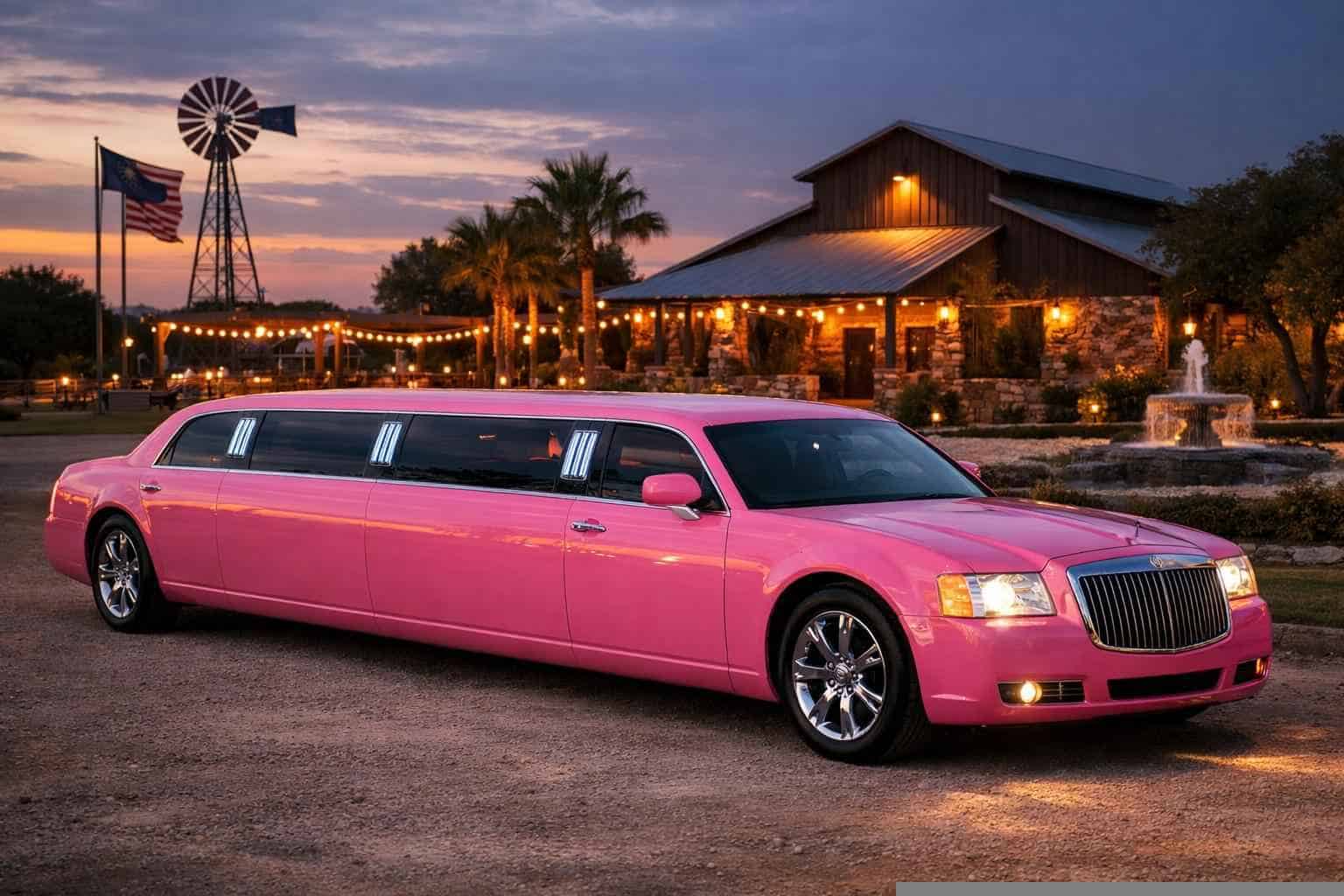 Luxury Pink Limo Rental in Pleasanton Texas