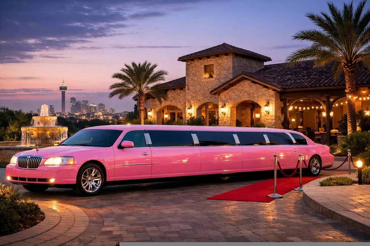 Luxury Pink Limo Rental in Windcrest Texas