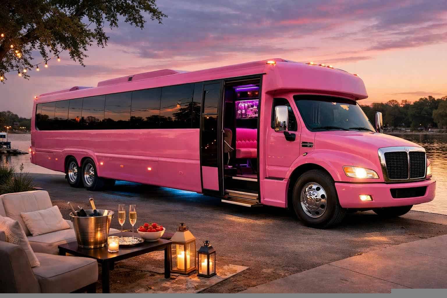Luxury Pink Party Bus Rental in Seguin Texas