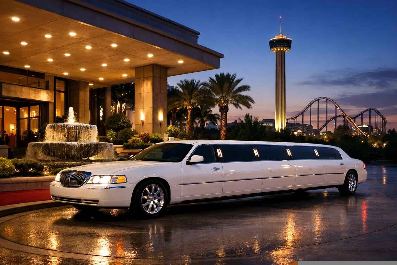 Luxury White Limo Rental in Universal City Texas