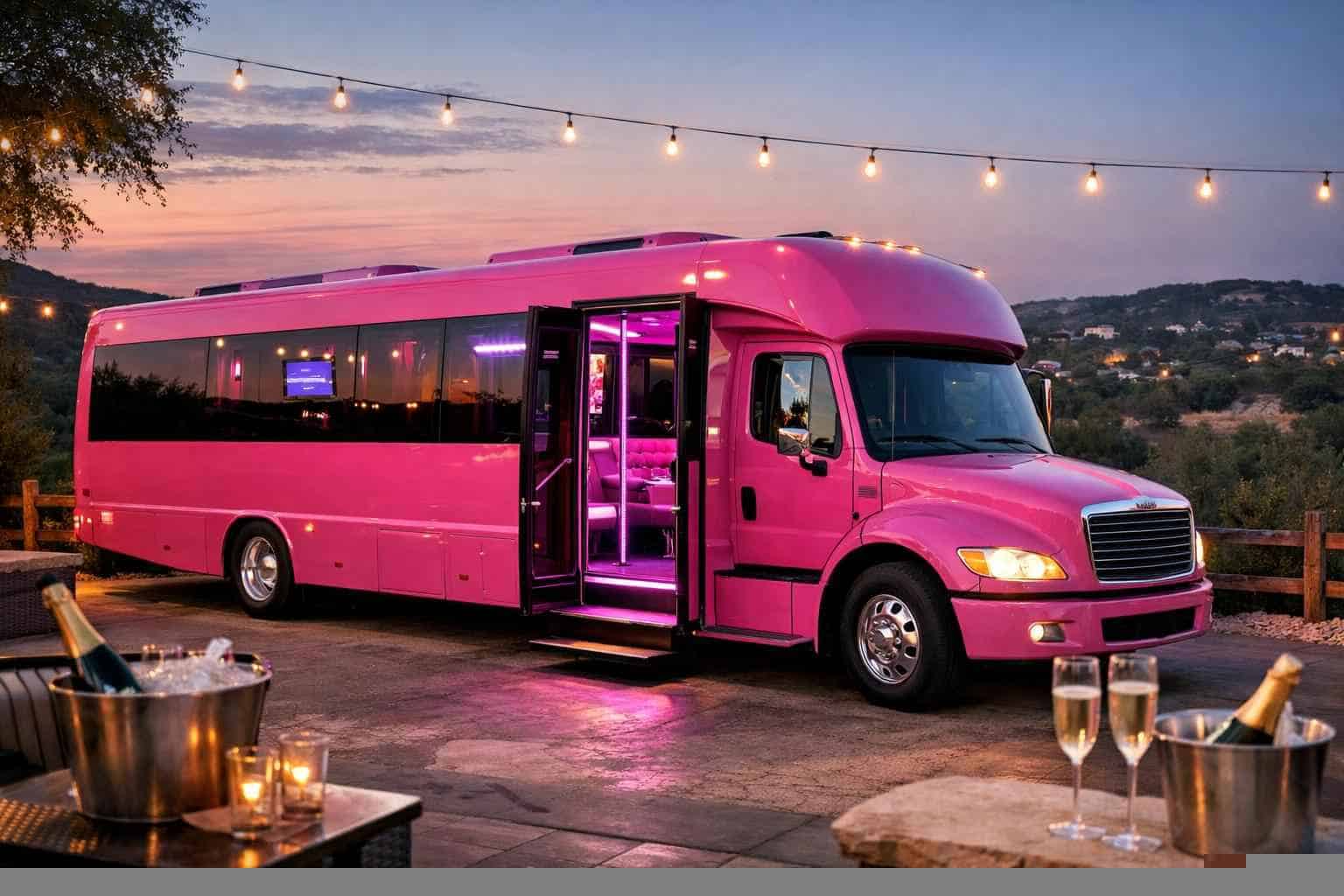 Pink Party Bus Rental Helotes TX