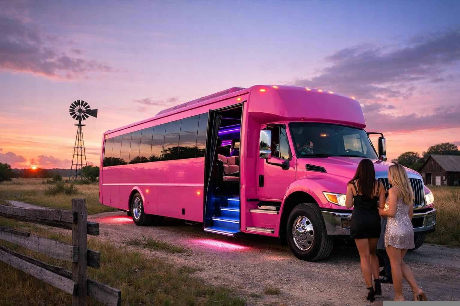 Pink Party Bus Rental Near Me Floresville TX