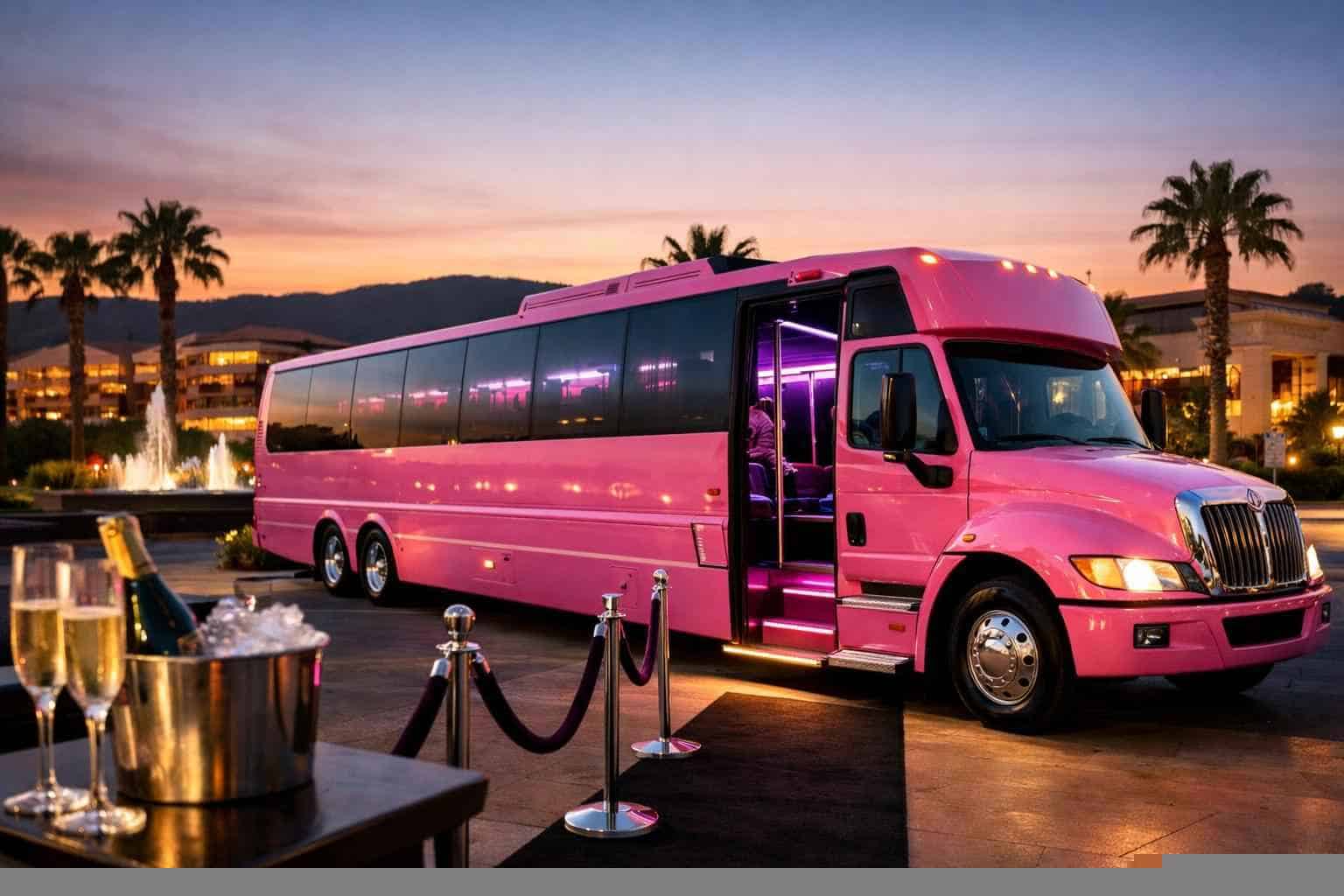 Pink Party Bus Rental Near Me Leon Valley TX